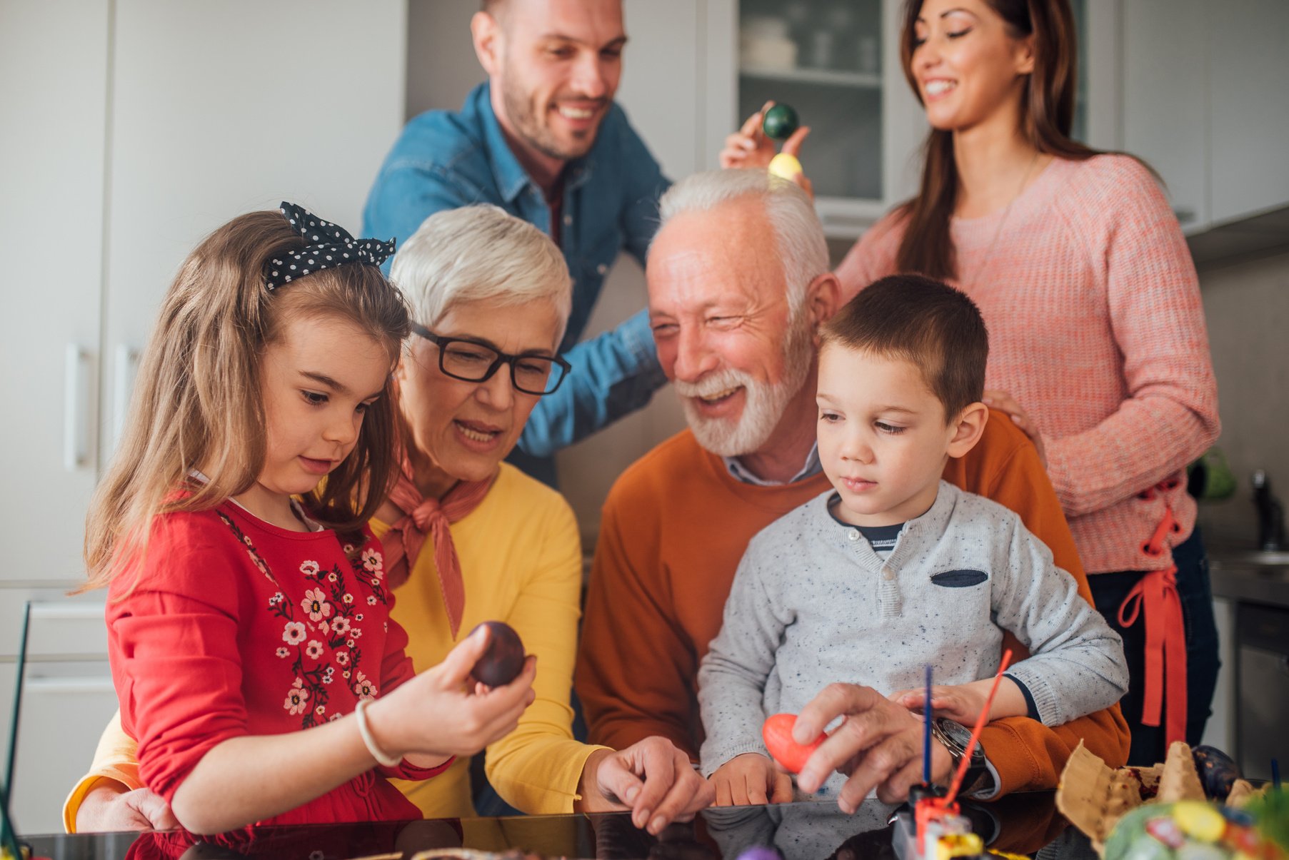 Grandparents celebrating Easter with family